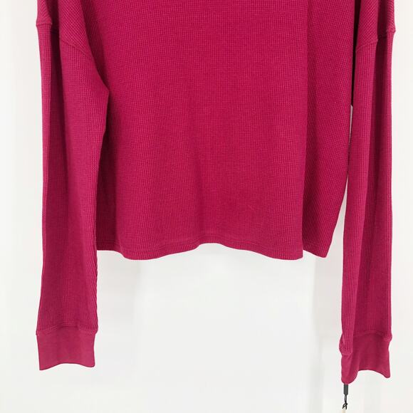 CALVIN KLEIN PERFORMANCE Crop Turtleneck Medium Burgundy Stretch Waffle Knit NWT - Picture 3 of 8